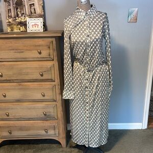 Tory Burch Blue Mini Zebra Printed Viscose & Silk Shirt Dress